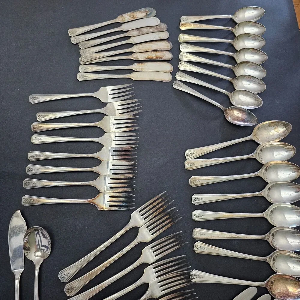Complete Set Oneida Clarion Community Silverware 1932 Art Deco 50 P. Silverplate